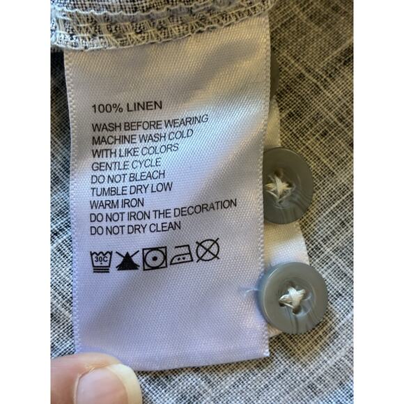 Tommy Bahama 100% Linen Shirt Mens 2XLB Long Sleeve Charcoal Black Breezer $110 - Picture 5 of 12